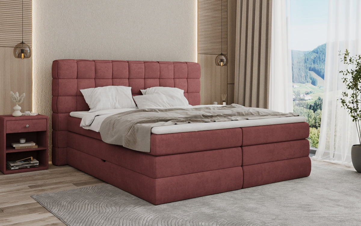 Lit boxspring Trama avec espace de rangement en Tissu