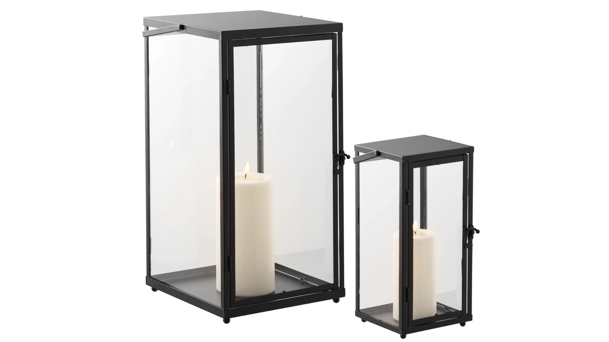 Lot de 2 lanternes Felli - avec cadre en métal noir