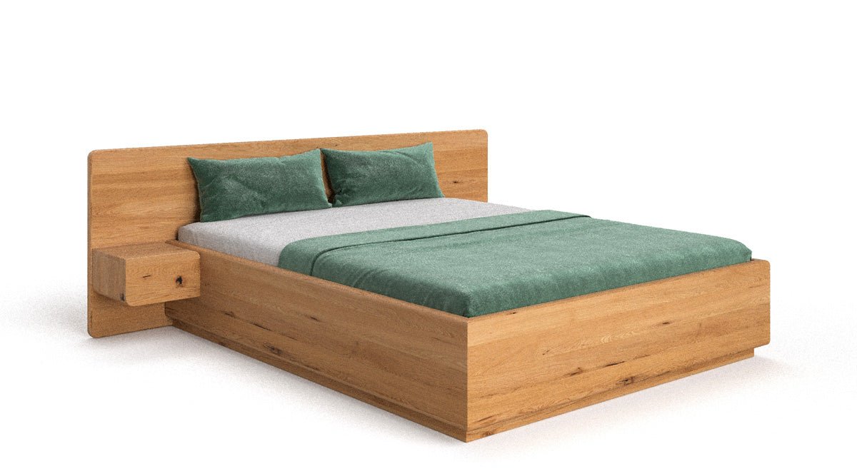 Lit en bois design Fiona en Chêne massif avec rangement