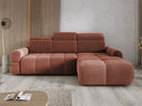Canapé d’angle design Arosa avec fonction de couchage électrique en Bouclé
