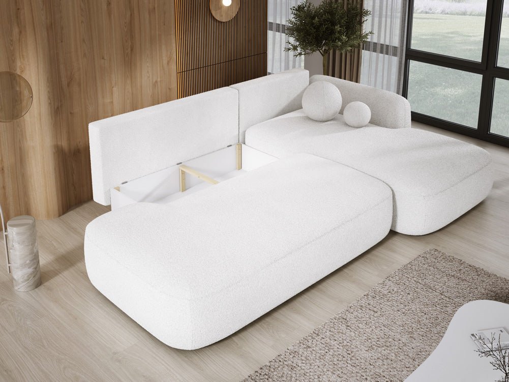Designer Sofa Babu Bouclé mit Schlaf- und Klappfunktion