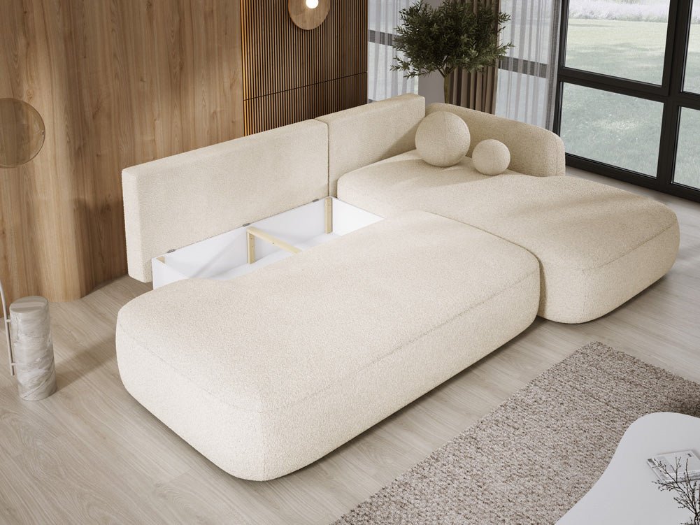 Designer Sofa Babu Bouclé mit Schlaf- und Klappfunktion