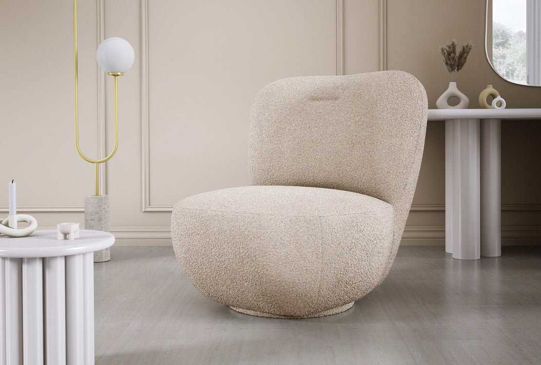 Fauteuil design Kyoto 360° fonction pivotante en Bouclé
