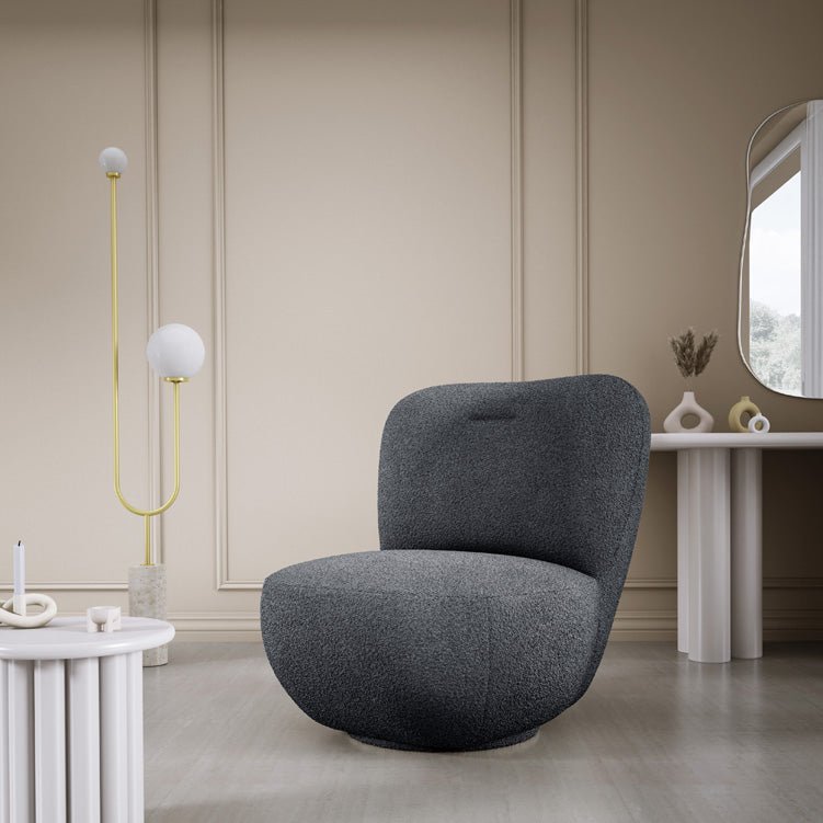Fauteuil design Kyoto 360° fonction pivotante en Bouclé