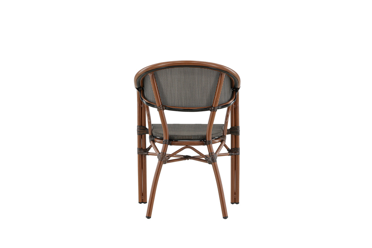 2er Set Gartenstuhl Corvo - ein braun-schwarzer Stuhl aus Aluminium mit Armlehne