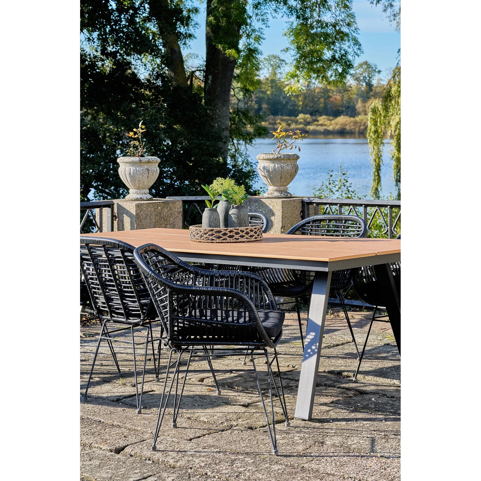 2er Set - Gartenstuhl Firenze Schwarz aus Stahl/Polyrattan