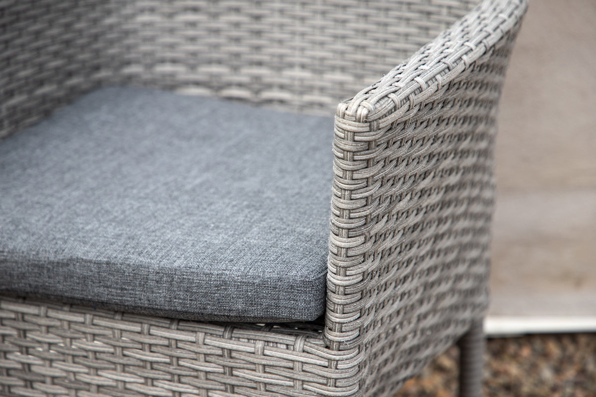 2er Set Gartenstuhl Isla - grauer Stuhl aus Aluminium und Rattan inklusive Sitzkissen