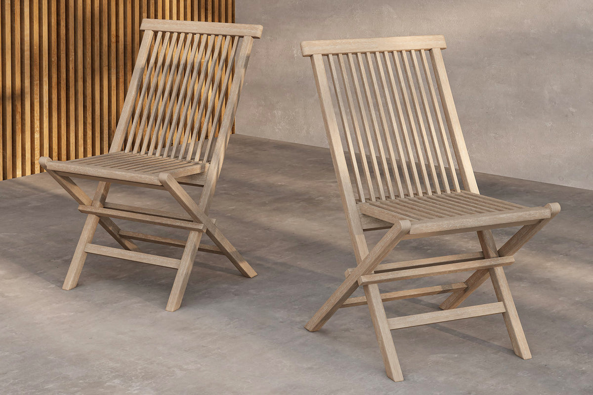 Ensemble de 2 chaises de jardin Kaia - chaise pliante en blanc cérusé
