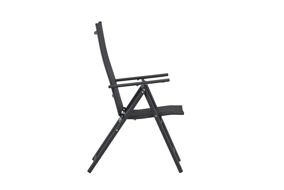 Ensemble de 2 chaises de jardin Miro - chaise pliante en Beige ou Noir en acier et textilène