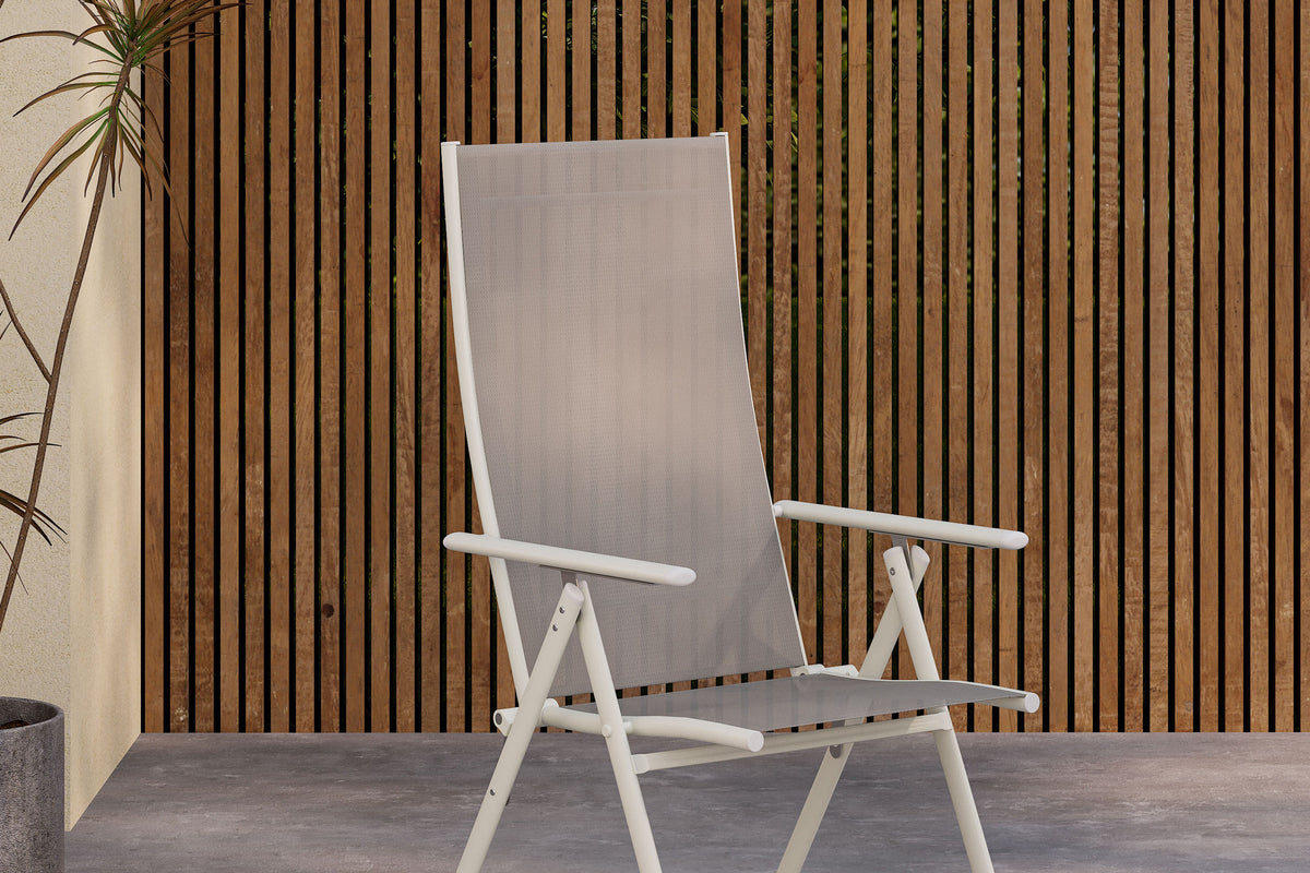 Ensemble de 2 chaises de jardin Miro - chaise pliante en Beige ou Noir en acier et textilène