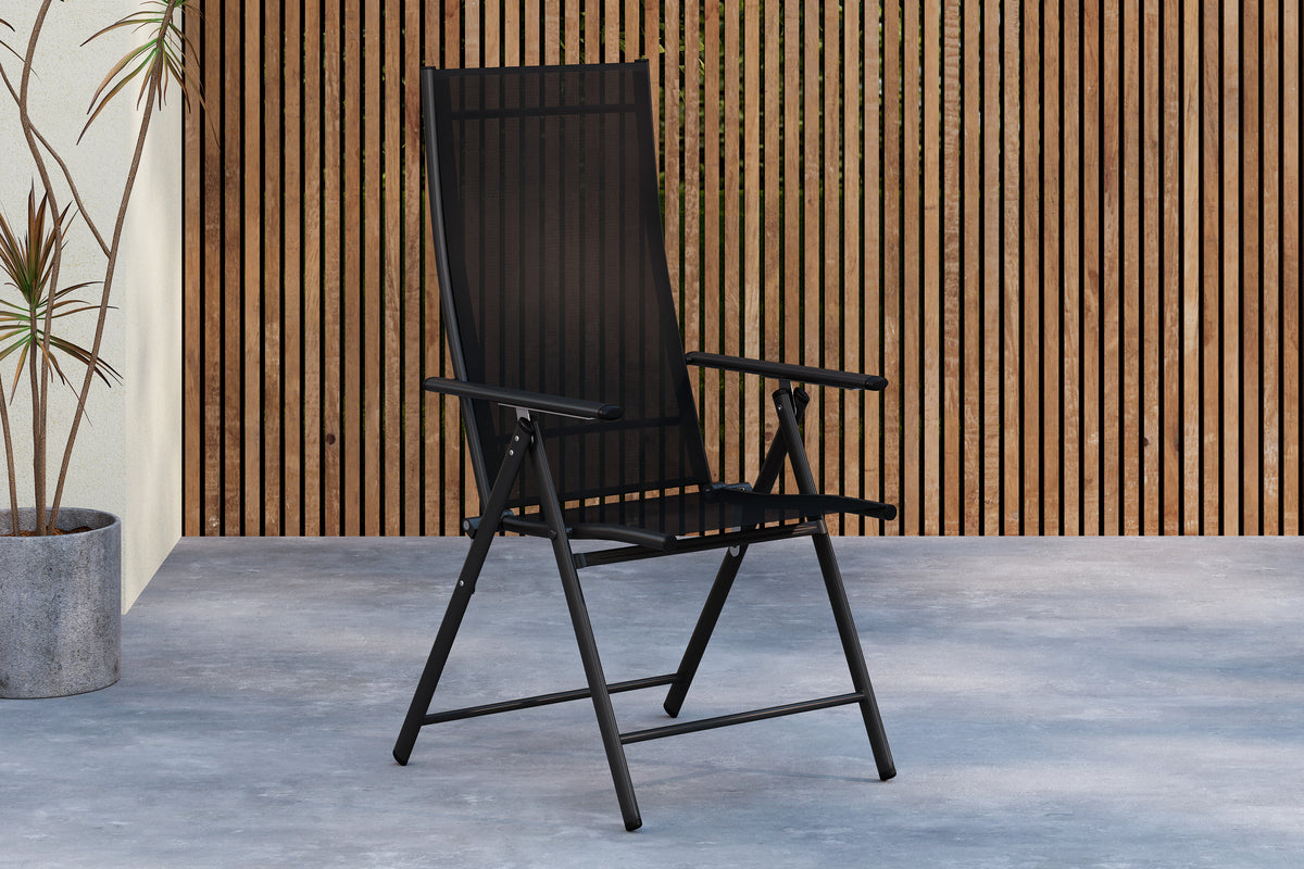 Ensemble de 2 chaises de jardin Miro - chaise pliante en Beige ou Noir en acier et textilène