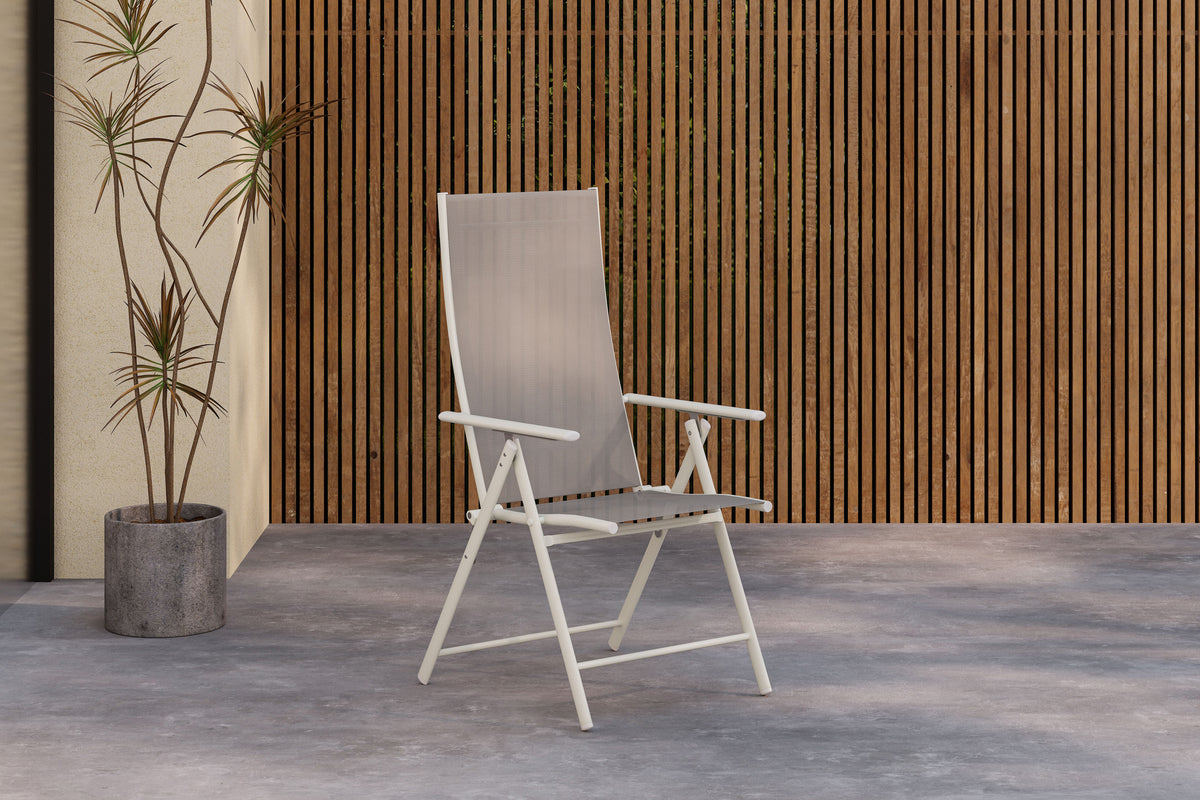 Ensemble de 2 chaises de jardin Miro - chaise pliante en Beige ou Noir en acier et textilène