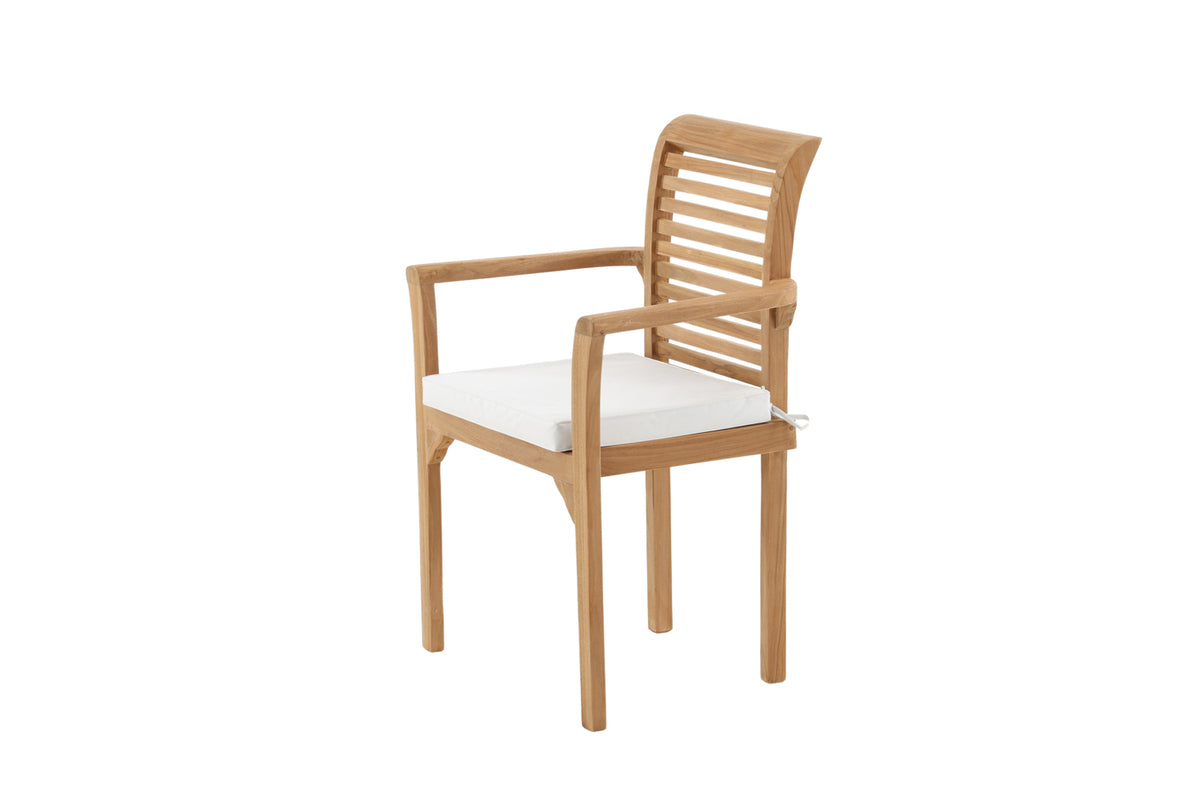 2er Set Gartenstuhl Tansania - aus massivem, poliertem Teakholz