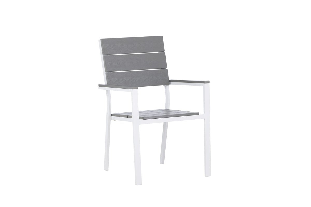 2er Set - Gartenstuhl Vita in Weiß/Grau aus Aluminium und Aintwood-Sitzfläche