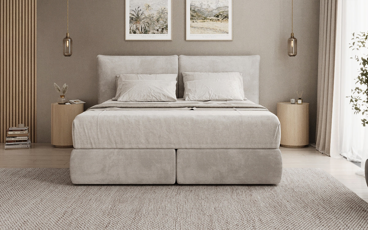 Lit boxspring Pillo en Côtelé