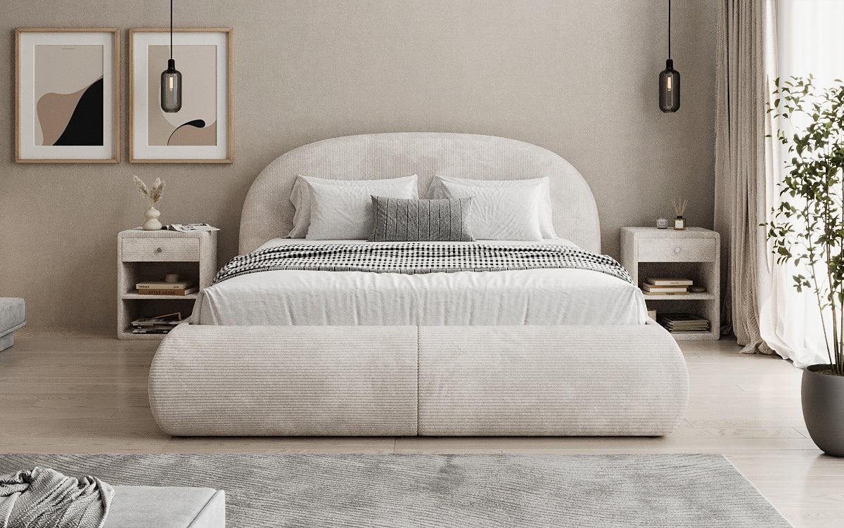 Lit rembourré design Loop en Côtelé avec rangement
