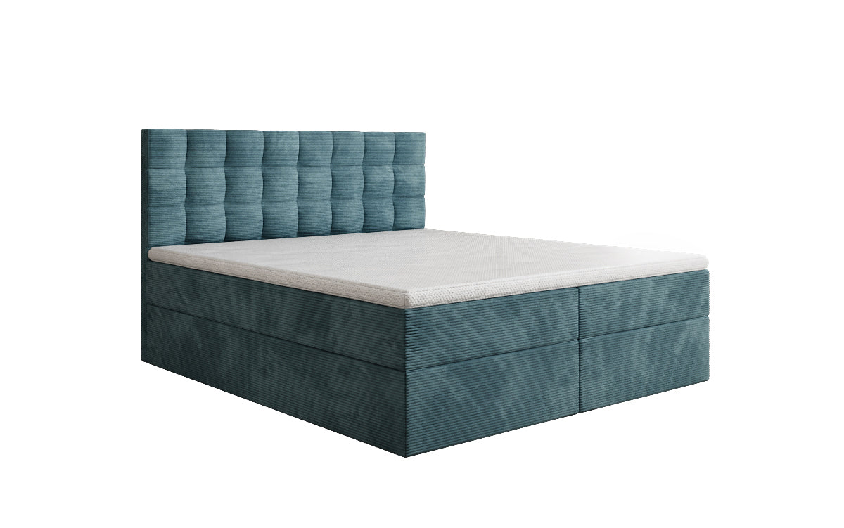 Lit boxspring Como en Côtelé avec rangement