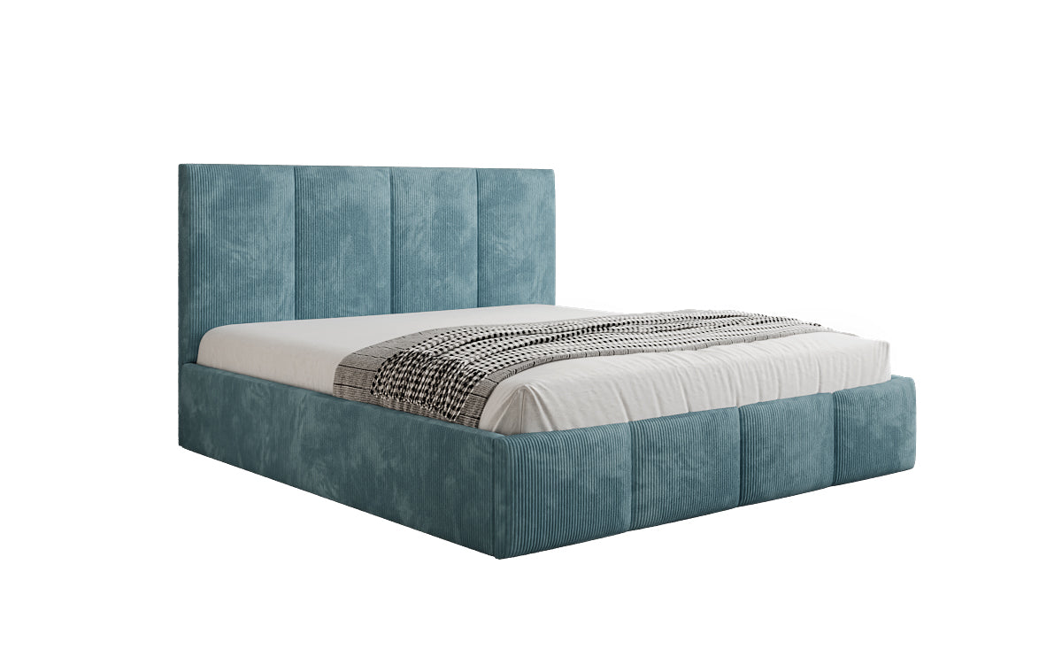 Designer Polsterbett Mina in Cord mit Stauraum