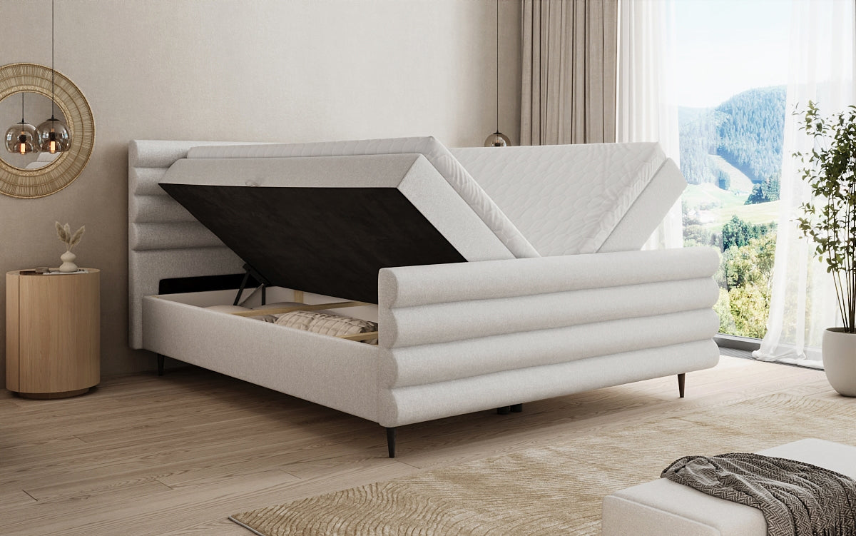 Boxspringbett Tubo in Strukturstoff mit Stauraum