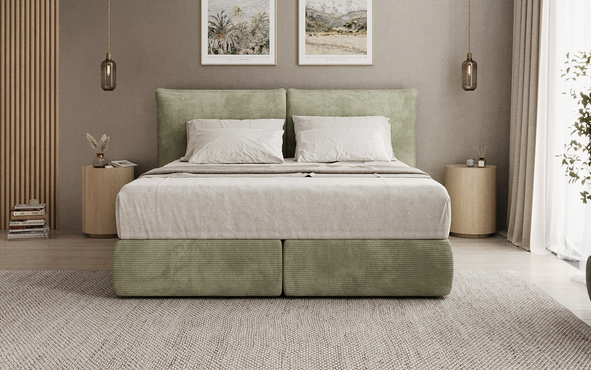 Lit boxspring Pillo en Côtelé