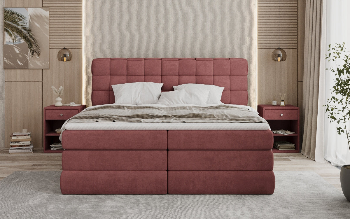 Lit boxspring Trama avec espace de rangement en Tissu