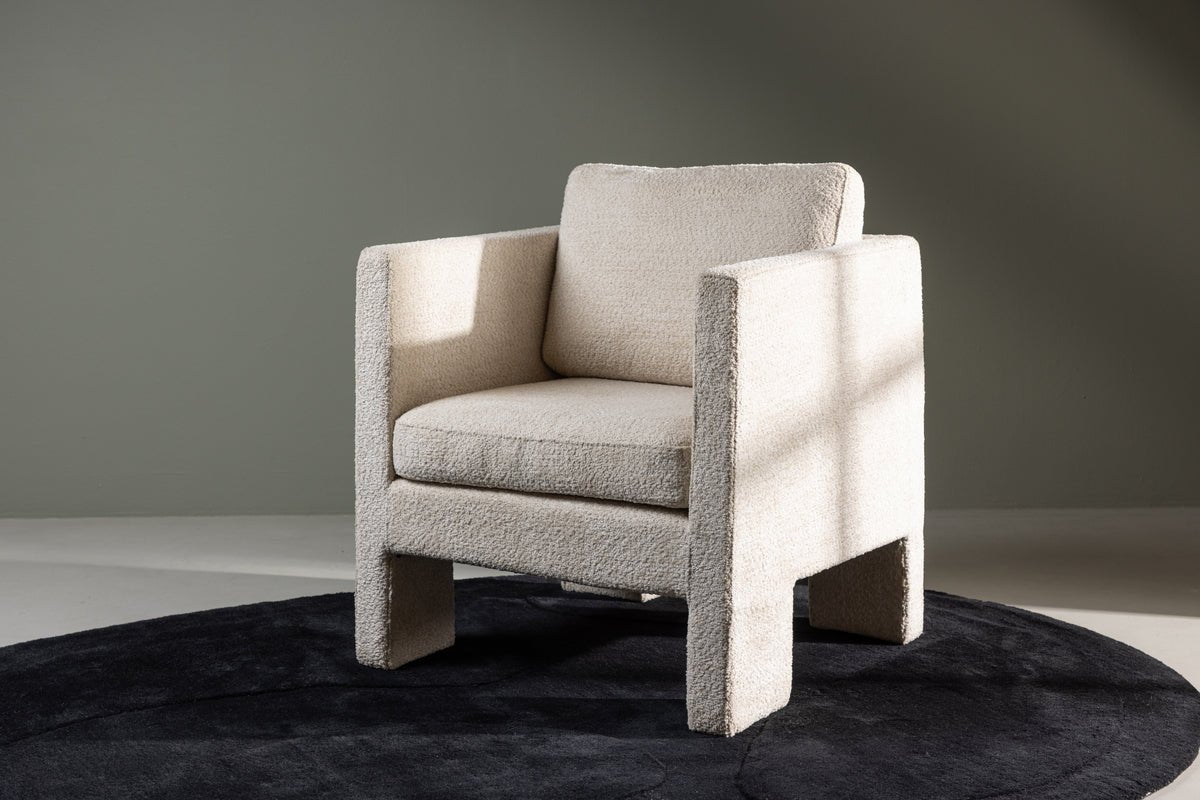 Fauteuil Rimini - avec tissu bouclé blanc