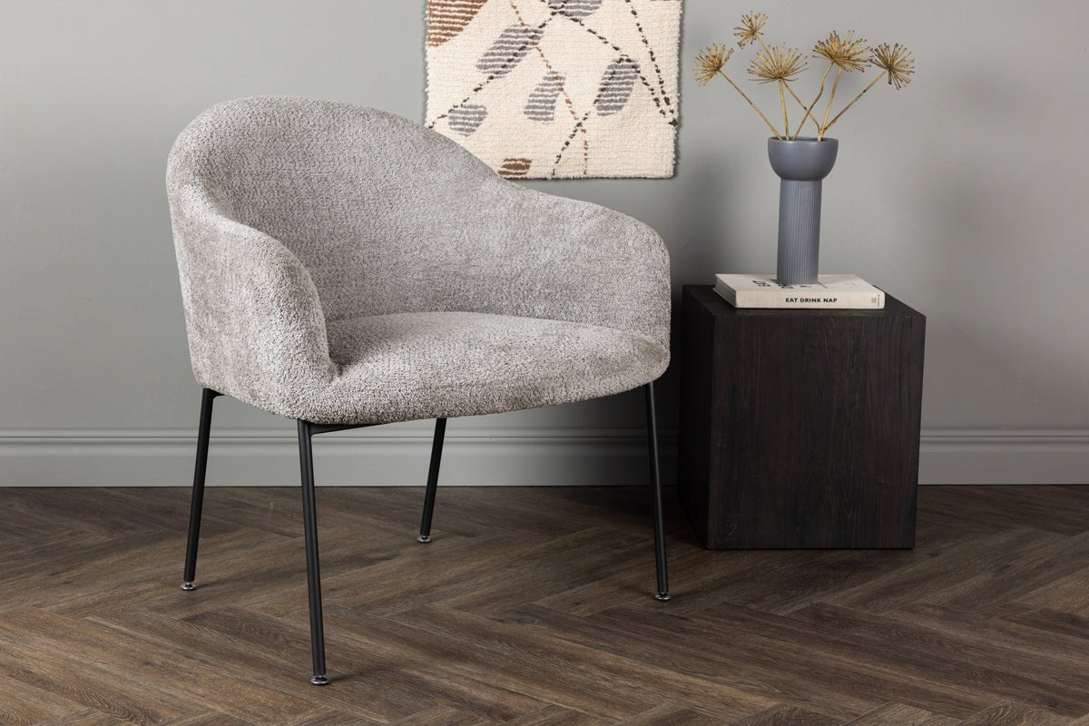 Fauteuil Kärnten - en gris clair avec revêtement bouclé