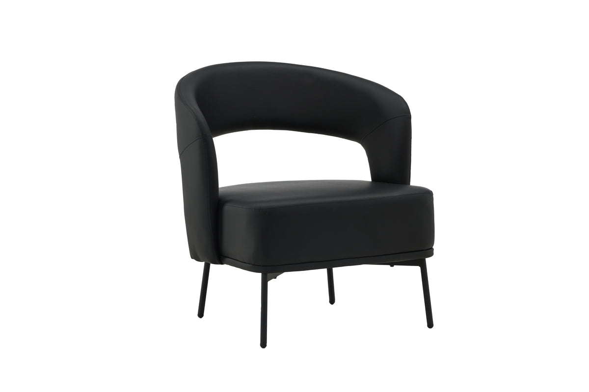 Fauteuil Mundl - En PU noir avec dossier ouvert