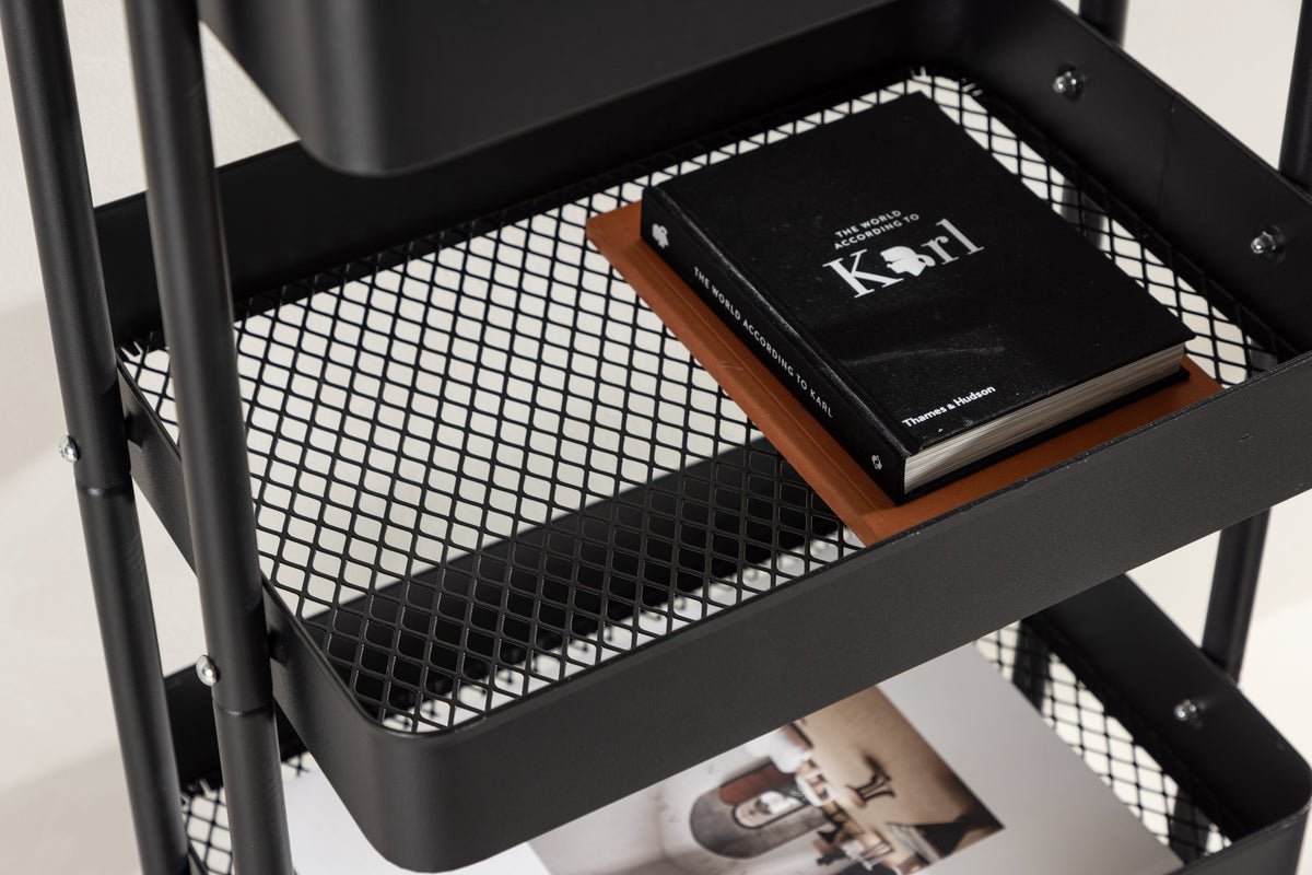 Regal Manaus – Rollregal mit 4 Ablagen in Schwarz