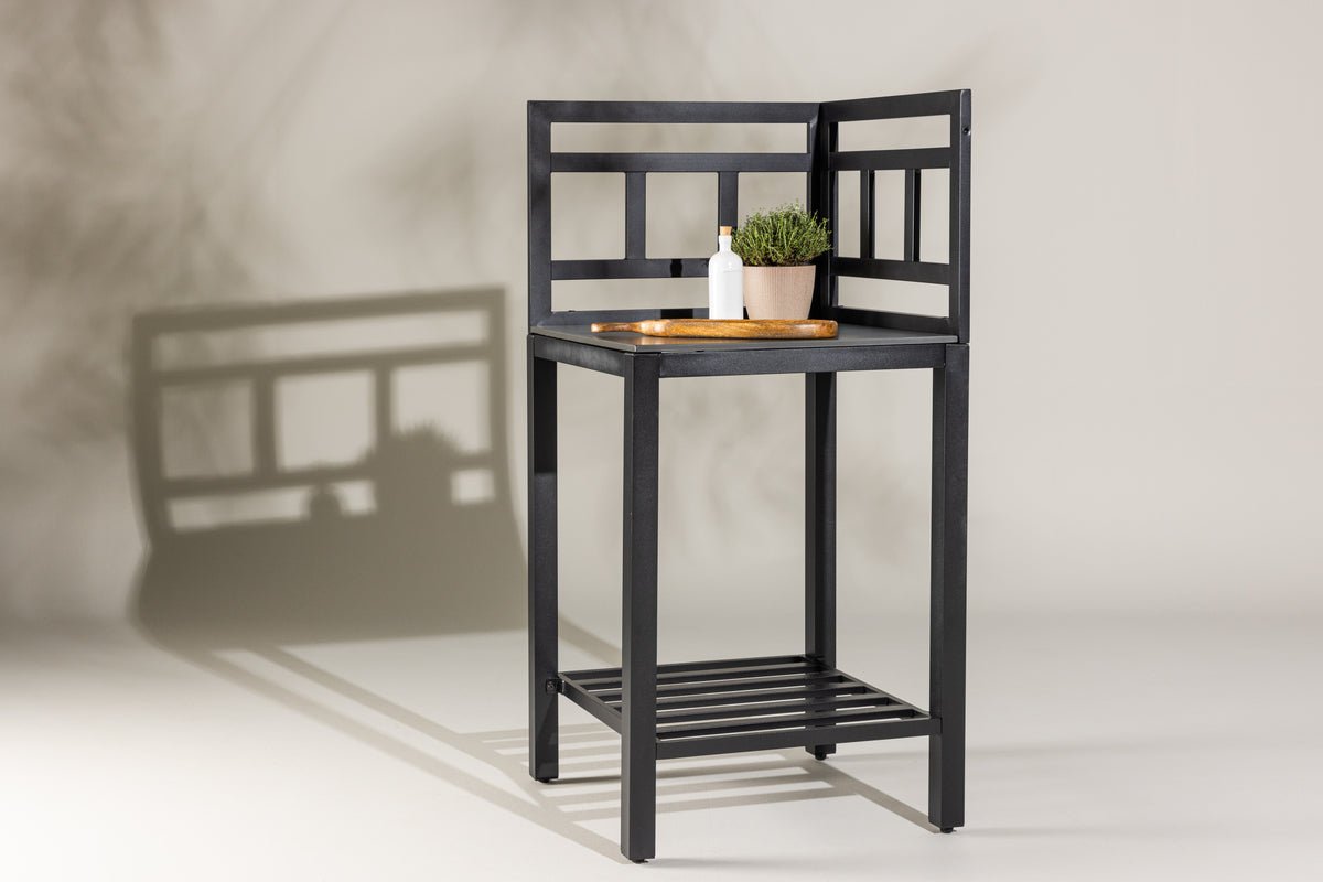 Table d'appoint de jardin Vani – Module de cuisine extérieure avec plan de travail en pierre