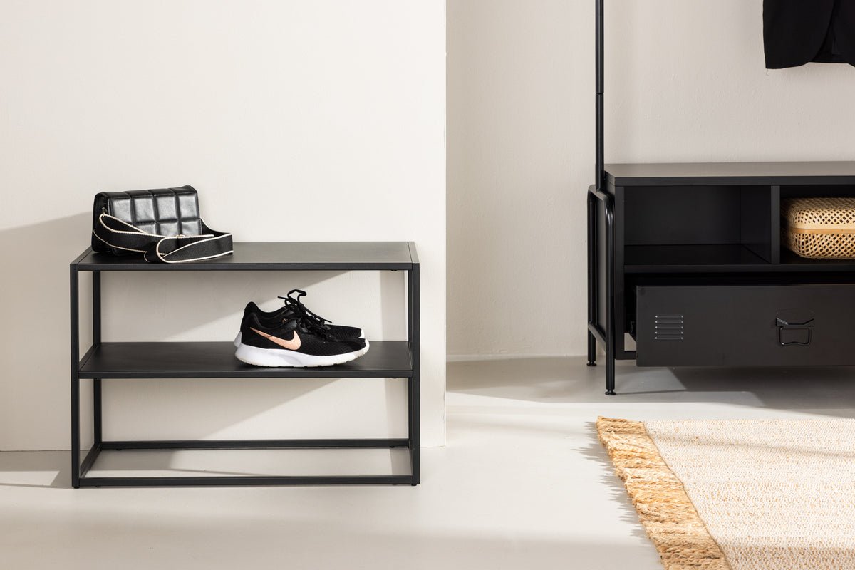 Étagère à chaussures Nevio – Noir, Minimal Industriel