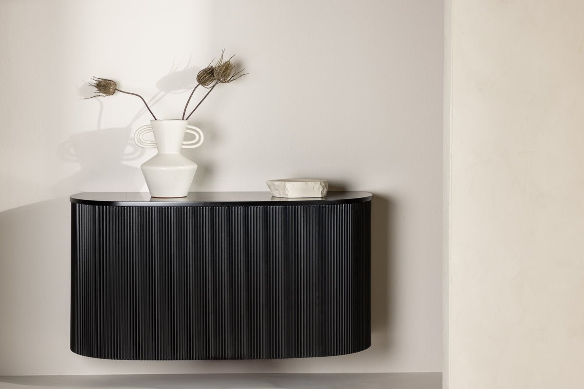 Table d'appoint Silva – en Noir avec effet rainuré