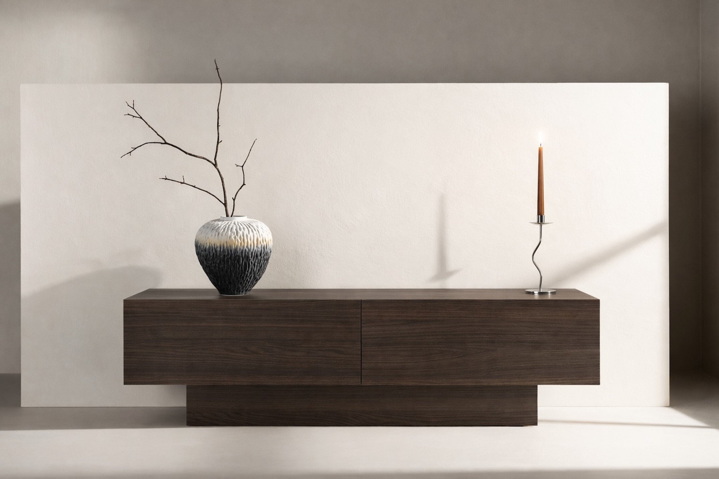 Meuble bas Darion - en moka pour télévision, consoles et accessoires