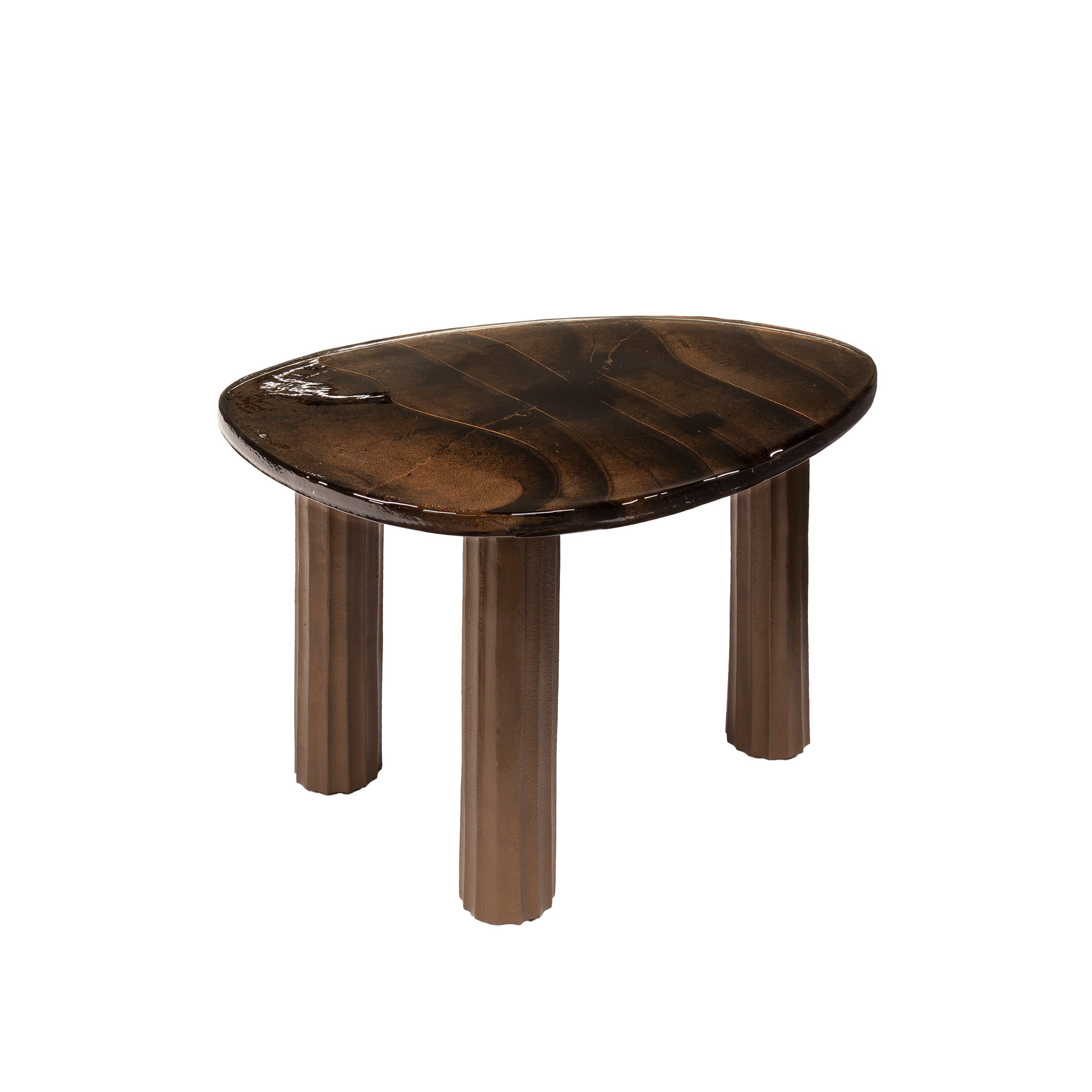 Table basse Elysium - Taille M en cuivre antique ou or antique avec verre moulé