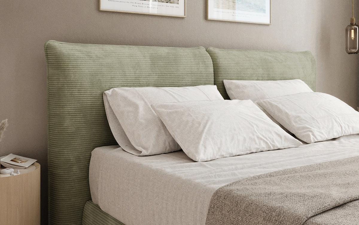 Lit boxspring Pillo en Côtelé