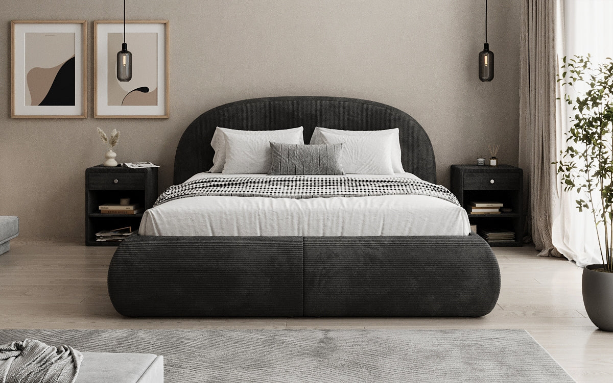 Lit rembourré design Loop en Côtelé avec rangement
