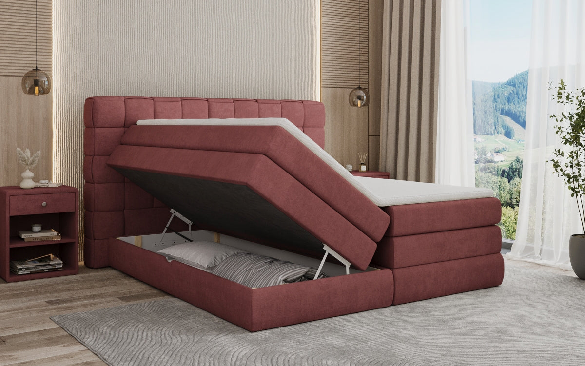 Lit boxspring Trama avec espace de rangement en Tissu