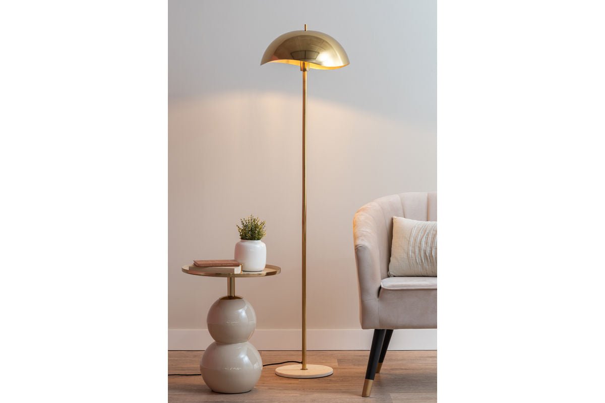 Lampadaire Kavira – en fer avec placage or brossé