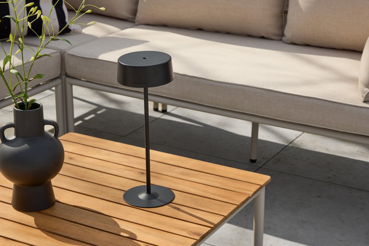 Ensemble salon de jardin Sienna – ensemble canapé d'extérieur 3 pièces en Beige avec table en bois d'acacia