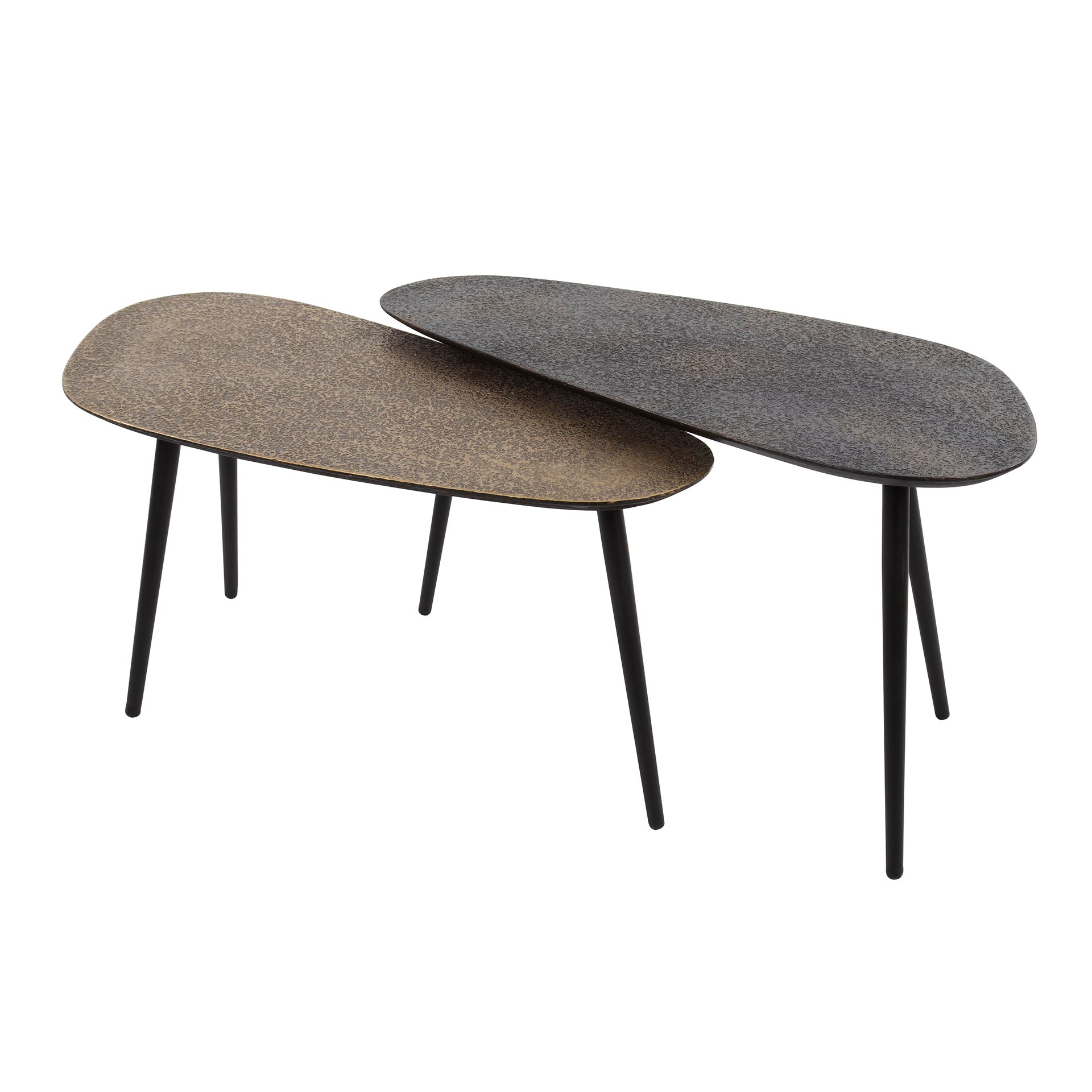 Table basse Savino - lot de 2 en bronze ancien/or et noir
