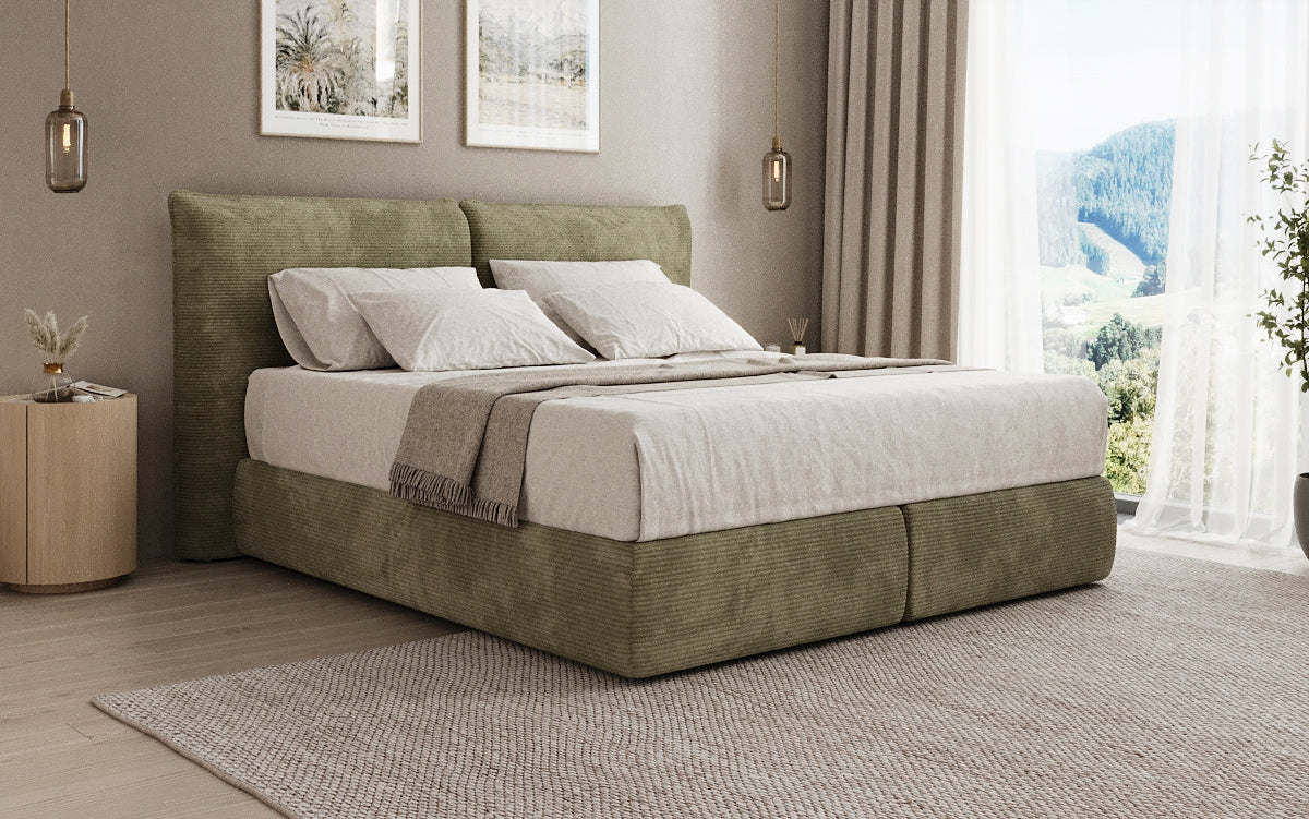 Lit boxspring Pillo en Côtelé