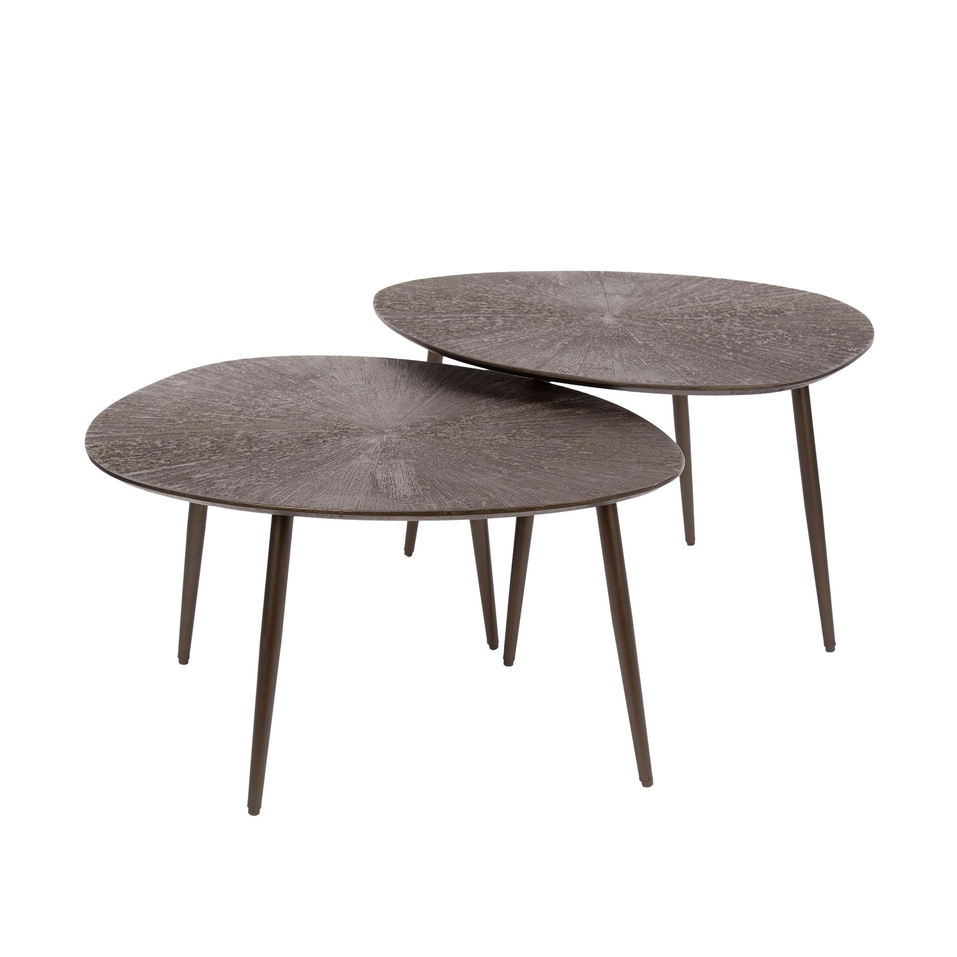 Table basse Arivon - Ensemble de 2 avec finition métal Ray en ton bronze chaud