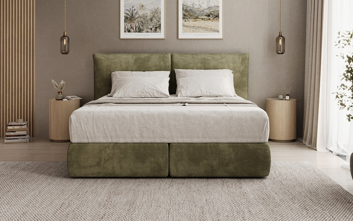 Lit boxspring Pillo en Côtelé