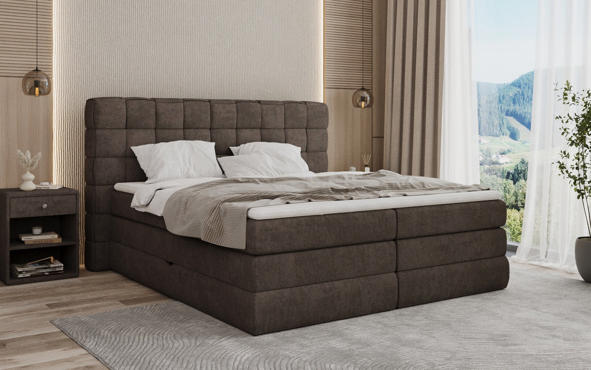 Lit boxspring Trama avec espace de rangement en Tissu