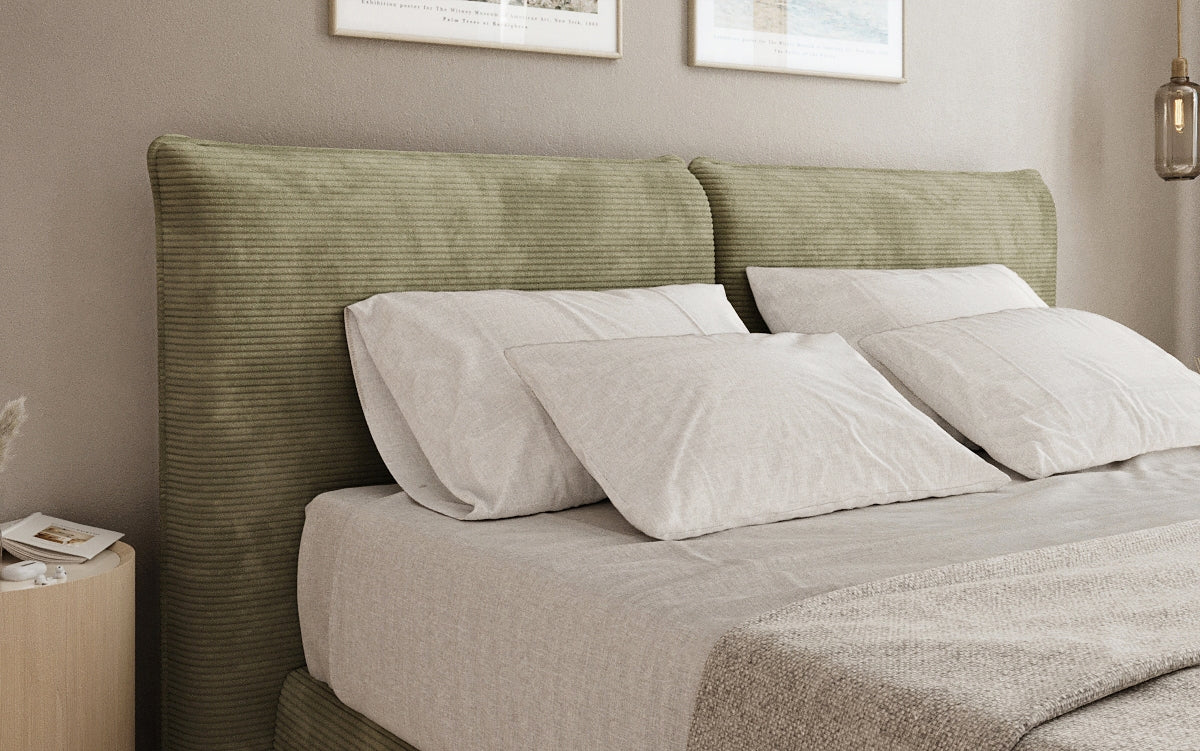 Lit boxspring Pillo en Côtelé