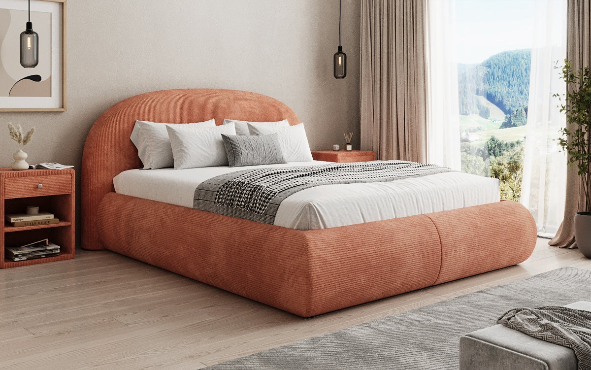 Lit rembourré design Loop en Côtelé avec rangement