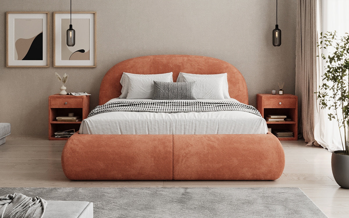Lit rembourré design Loop en Côtelé avec rangement