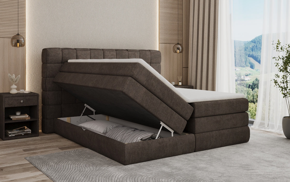 Lit boxspring Trama avec espace de rangement en Tissu