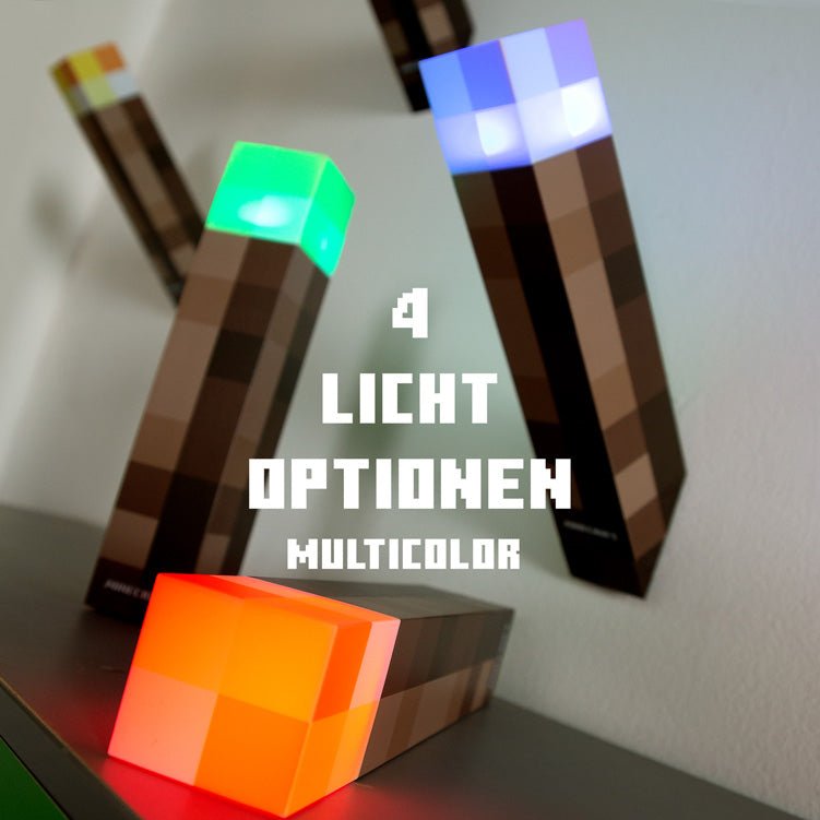 Torche LED Minecraft avec support mural – Rechargeable & design pixel original