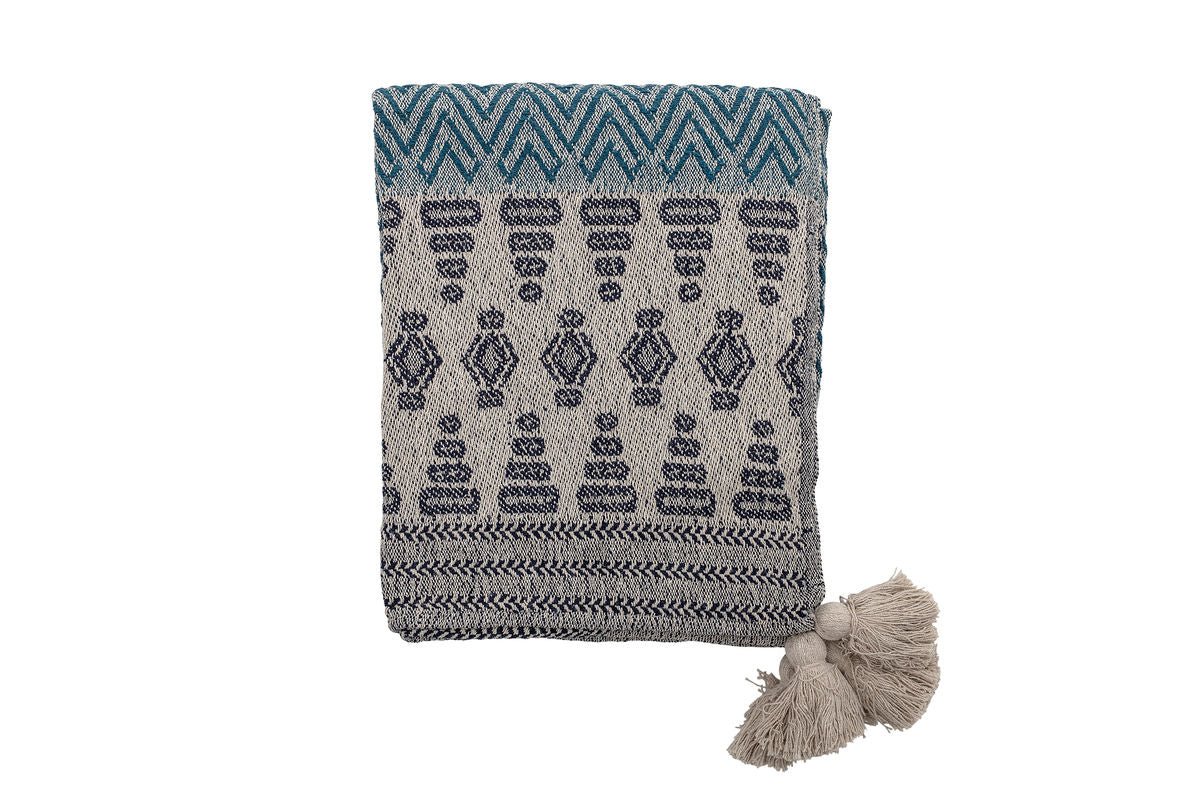 Plaid Lani – Bleu, en coton recyclé